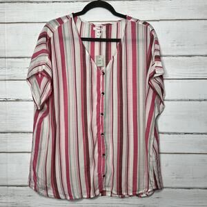 Maurices Colorful Striped Button Front Top Size XXL